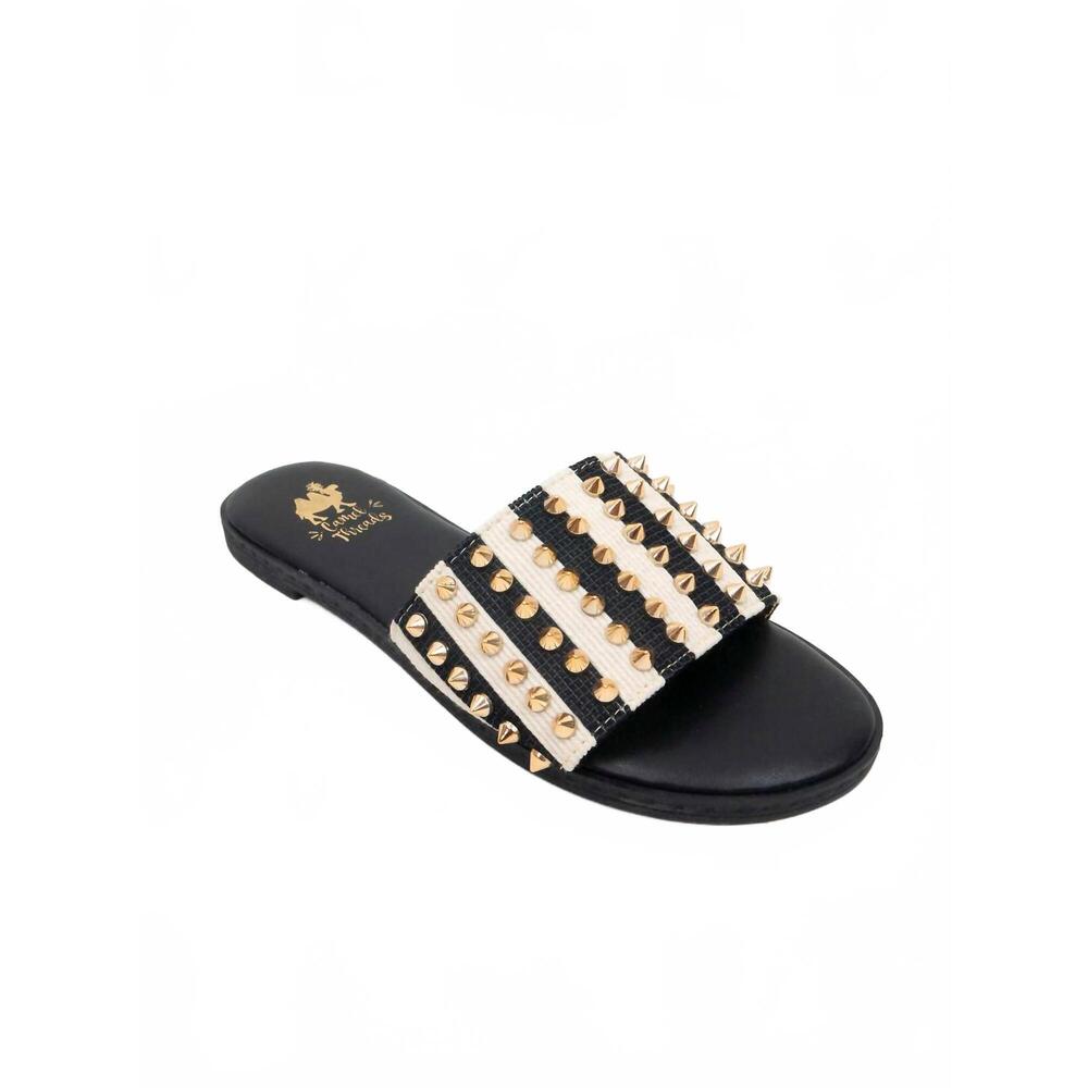 NEW CAMEL THREADS women's flirtini sandal in black and white stripe